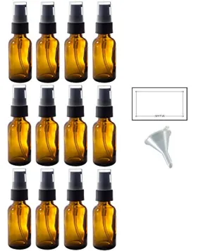 1 oz Amber Glass Boston Round Treatment Pump Bottle (12 Pack)   Funnel and Labels for Essential Oils, Aromatherapy, Food Grade, bpa Free 1 oz Amber Glass Boston Round Treatment Pump Bottle (12 Pack)   Funnel and Labels for Essential Oils, Aromatherapy, Food Grade, bpa Free