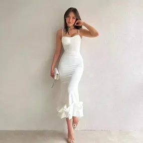 2024 Summer Sexy Sleeveless Backless Elegant Midi Dress 2024 Summer Sexy Sleeveless Backless Elegant Midi Dress