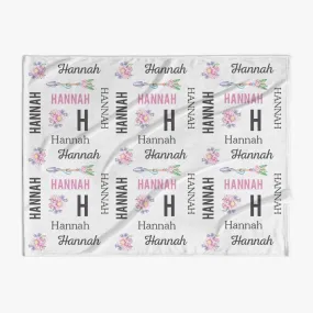 30 x 40 Personalized Arrow and Flower Baby Blanket 30 x 40 Personalized Arrow and Flower Baby Blanket