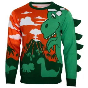 3D T-Rex Light Up Volcano Ugly Christmas Sweater 3D T-Rex Light Up Volcano Ugly Christmas Sweater