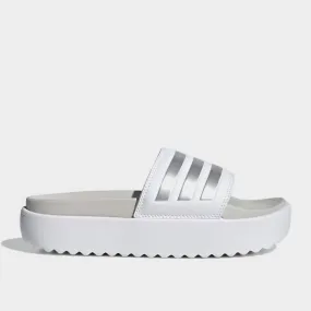 Adidas Womens Adilette Platform White/Silver _ 181944 _ White Adidas Womens Adilette Platform White/Silver _ 181944 _ White