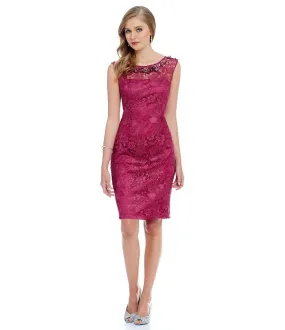 Adrianna Papell - Bateau Neckline Lace Cocktail Dress 81925540 Adrianna Papell - Bateau Neckline Lace Cocktail Dress 81925540
