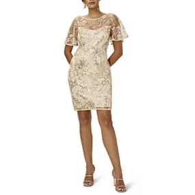 Adrianna Papell Boutique Short Sleeve Embellished Embroidered Sheath Dress Adrianna Papell Boutique Short Sleeve Embellished Embroidered Sheath Dress