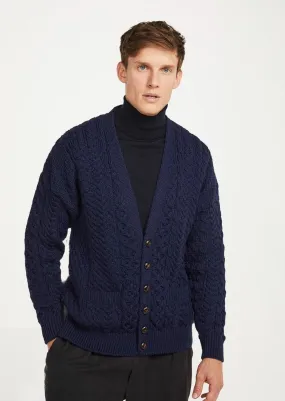 Aran Men's V-Neck Cardigan | Navy Aran Men's V-Neck Cardigan | Navy