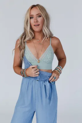 Audra Waistband Loop Lace Bralette - Sage Audra Waistband Loop Lace Bralette - Sage