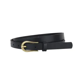 Basic Skinny Leather Belt with Equestrian Buckle Basic Skinny Leather Belt with Equestrian Buckle