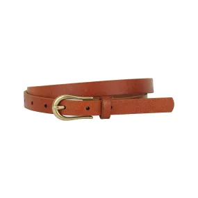 Basic Skinny Leather Belt with Equestrian Buckle Basic Skinny Leather Belt with Equestrian Buckle