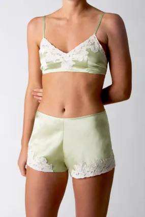 Bella Scalloped Lace Silk Bralette - Green Bella Scalloped Lace Silk Bralette - Green