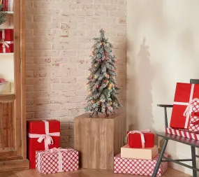 Bethlehem Lights 3' Slim Flocked Downswept Decorator Tree, Multi Colored Lights Bethlehem Lights 3' Slim Flocked Downswept Decorator Tree, Multi Colored Lights