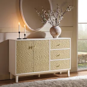 Bianca Chip Carved 2-Door 3-Drawer Sideboard, Sand Beige & Ivory Bianca Chip Carved 2-Door 3-Drawer Sideboard, Sand Beige & Ivory