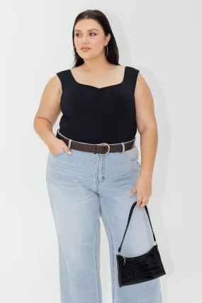 Black Bodysuit Sweetheart Neck Supersoft Black Bodysuit Sweetheart Neck Supersoft