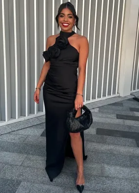 Black Halter Backless Classy Long Party Dress with Slit, DP2267 Black Halter Backless Classy Long Party Dress with Slit, DP2267