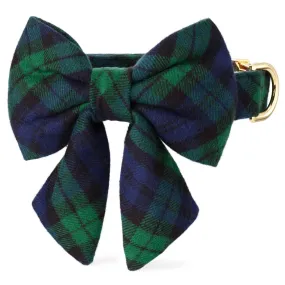 Black Watch Plaid Flannel Lady Bow Collar Black Watch Plaid Flannel Lady Bow Collar