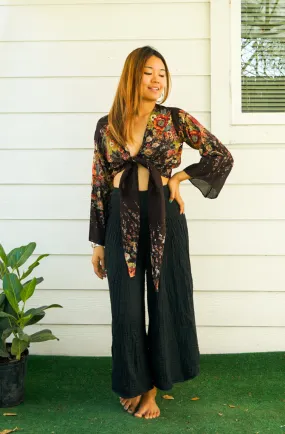 Brown Floral Wrap Top Brown Floral Wrap Top
