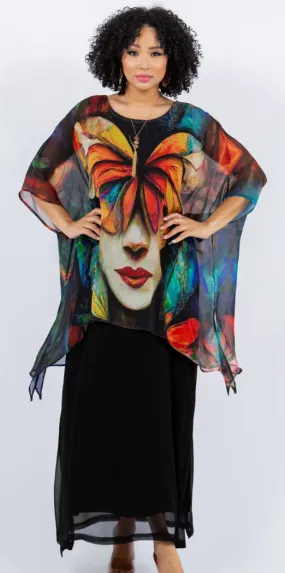 Butterfly Woman Oversize Tunic Top Lagenlook Boho Hippie Chic SML-6X  Butterfly Woman Oversize Tunic Top Lagenlook Boho Hippie Chic SML-6X