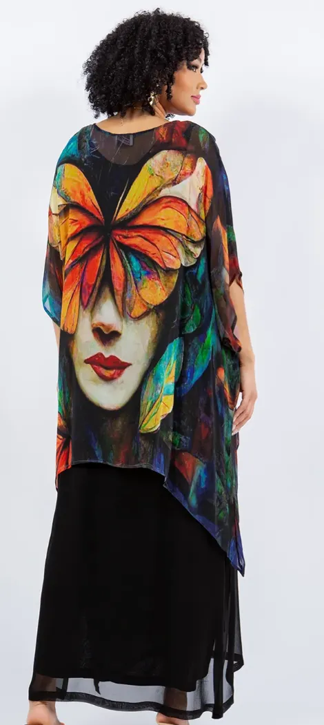 Butterfly Woman Oversize Tunic Top Lagenlook Boho Hippie Chic SML-6X