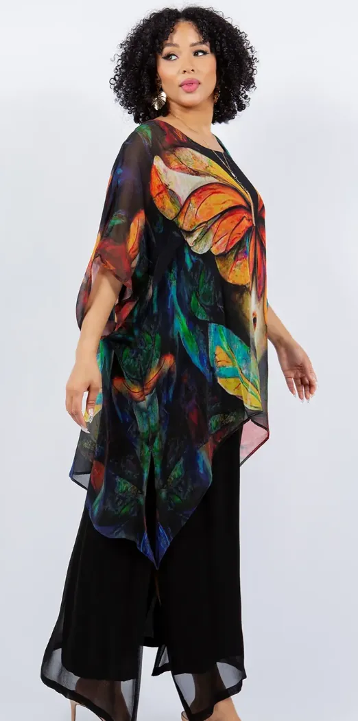 Butterfly Woman Oversize Tunic Top Lagenlook Boho Hippie Chic SML-6X