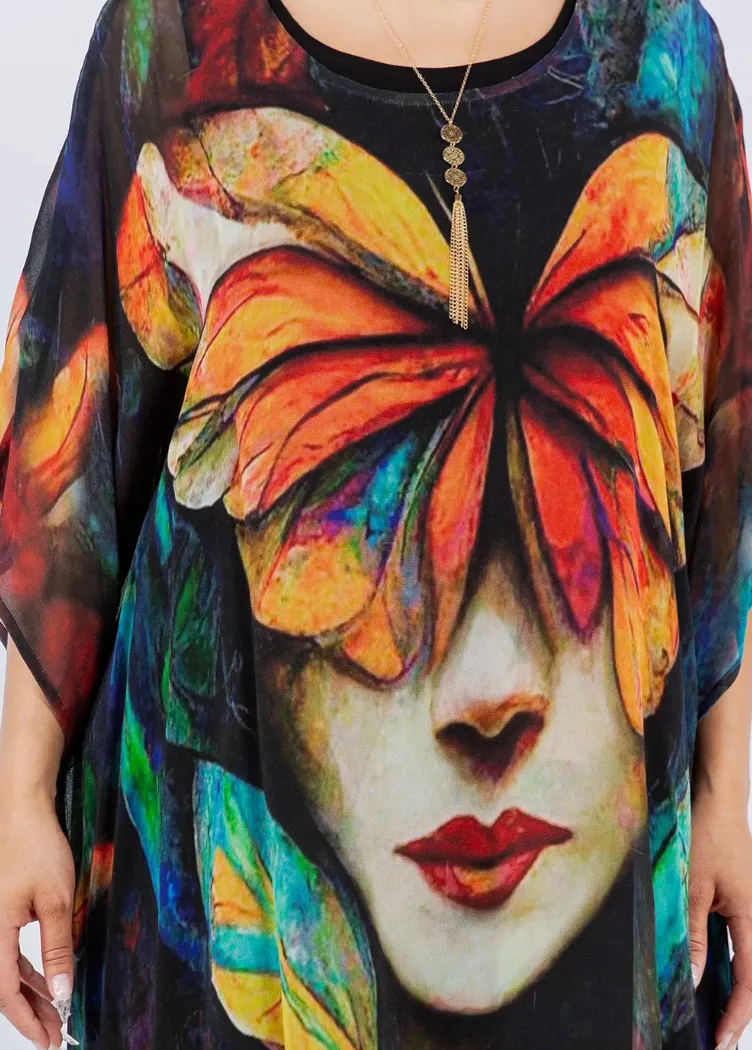 Butterfly Woman Oversize Tunic Top Lagenlook Boho Hippie Chic SML-6X