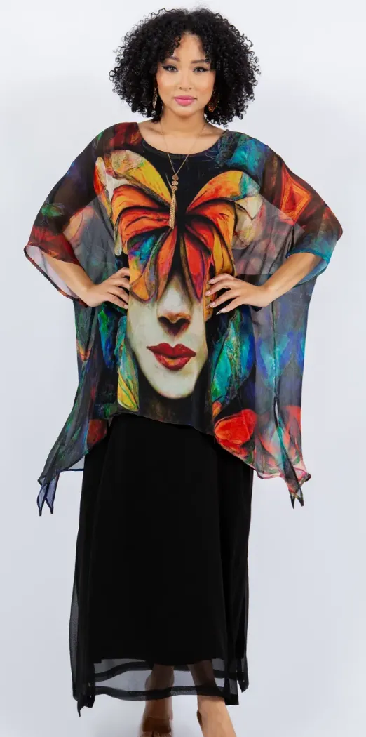 Butterfly Woman Oversize Tunic Top Lagenlook Boho Hippie Chic SML-6X