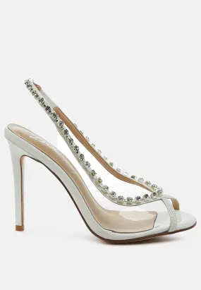 Camarine Clear Diamante Slingback High Heeled Sandals Camarine Clear Diamante Slingback High Heeled Sandals