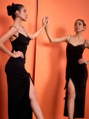 Cowl Neck Drawstring Bodycon Dress Cowl Neck Drawstring Bodycon Dress