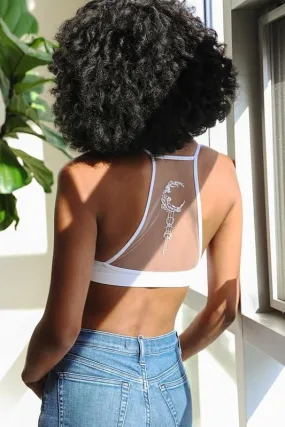 Crescent Moon Tattoo Bralette - White Crescent Moon Tattoo Bralette - White