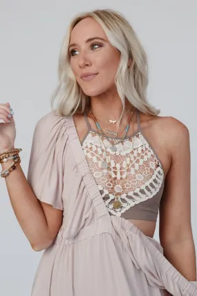 Crochet High Neck Bralette - Mocha Crochet High Neck Bralette - Mocha
