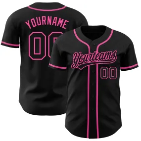 Custom Black Black-Pink Authentic Baseball Jersey Custom Black Black-Pink Authentic Baseball Jersey
