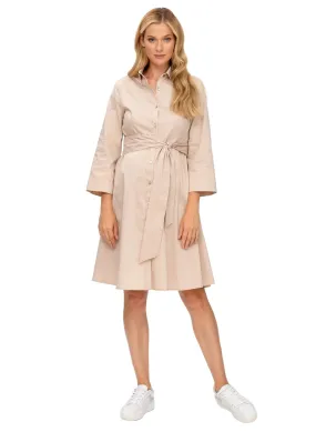Dalia Short Maternity Dress in Cotton - Sand Dalia Short Maternity Dress in Cotton - Sand