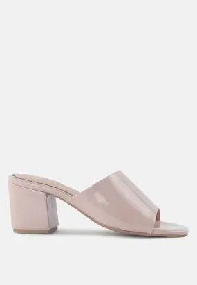 Dumpllin Patent Faux Leather Slip-On Block Heel Sandals Dumpllin Patent Faux Leather Slip-On Block Heel Sandals