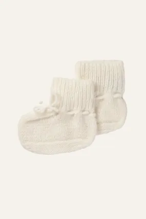 Ecru Hand Knitted Cashmere Baby Booties Ecru Hand Knitted Cashmere Baby Booties