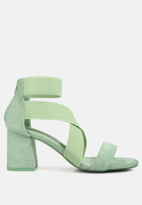 Elastic Strappy Block Heel Sandals Elastic Strappy Block Heel Sandals