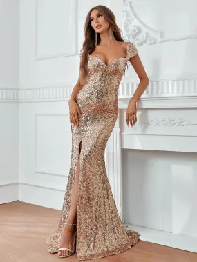 Elegant Sweetheart Neck Sequin Mermaid Hem Dress Elegant Sweetheart Neck Sequin Mermaid Hem Dress