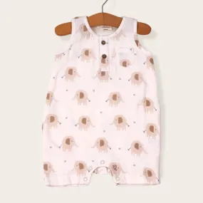 Elephant Henley Sleeveless Baby Romper (Organic Muslin) Elephant Henley Sleeveless Baby Romper (Organic Muslin)