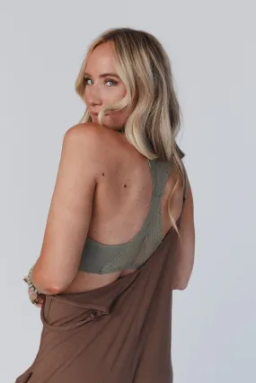 Evermore Seamless Lace Racerback Bralette - Sage Evermore Seamless Lace Racerback Bralette - Sage
