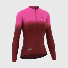 Fdx Duo Women's & Girl's Pink / Maroon Thermal Roubaix Long Sleeve Cycling Jersey Fdx Duo Women's & Girl's Pink / Maroon Thermal Roubaix Long Sleeve Cycling Jersey