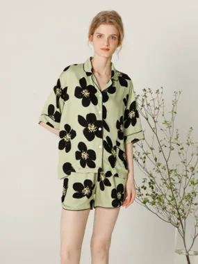 Floral Print Button Cotton Pajama Floral Print Button Cotton Pajama