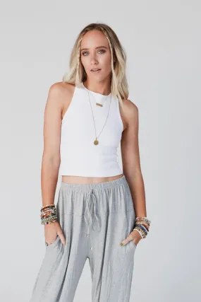 High Neck Racerback Brami - White High Neck Racerback Brami - White