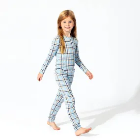 Holiday Plaid Blue Bamboo Kids Pajamas Holiday Plaid Blue Bamboo Kids Pajamas