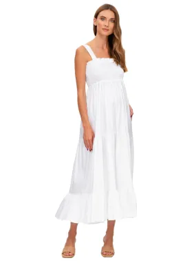 Holly Long Maternity Dress - Optical White Holly Long Maternity Dress - Optical White