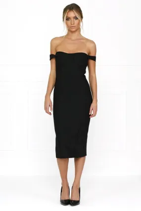 Honey Couture BECKY Black Off Shoulder Bustier Bandage Dress Honey Couture BECKY Black Off Shoulder Bustier Bandage Dress