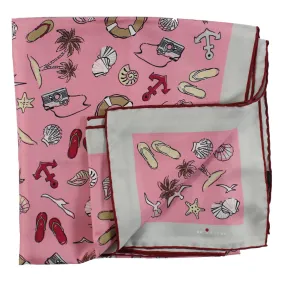 Kiton Silk Scarf Pink Beach Print - 36 Inch Square Foulard FINAL SALE Kiton Silk Scarf Pink Beach Print - 36 Inch Square Foulard FINAL SALE
