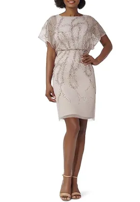 Light Grey Beaded Short Sheath Dress Light Grey Beaded Short Sheath Dress