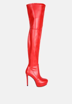 Marvelettes Faux Leather High Heeled Long Boots Marvelettes Faux Leather High Heeled Long Boots