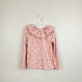 Mini Boden Ruffle Neck Jersey Top Provence Pink Multi Stars 7-8 Years Mini Boden Ruffle Neck Jersey Top Provence Pink Multi Stars 7-8 Years