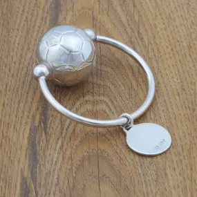 Personalised Sterling Silver Baby Football Rattle Personalised Sterling Silver Baby Football Rattle