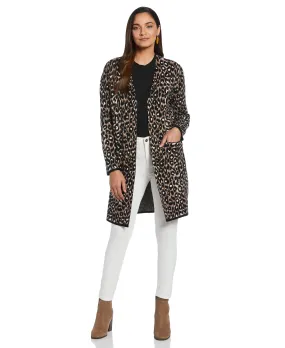 Petite Animal Jacquard Pattern Sweater Coatigan Petite Animal Jacquard Pattern Sweater Coatigan