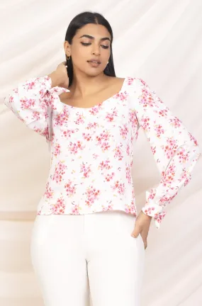 Printed Sweetheart Neck Top Printed Sweetheart Neck Top