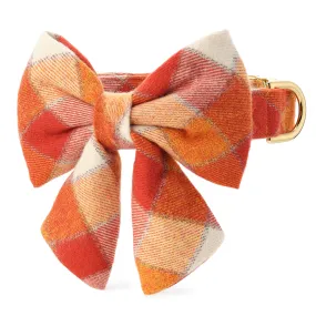 Pumpkin Spice Plaid Flannel Lady Bow Collar Pumpkin Spice Plaid Flannel Lady Bow Collar