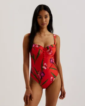 Quwella Cupped Printed Swimsuit Brt-Red Quwella Cupped Printed Swimsuit Brt-Red